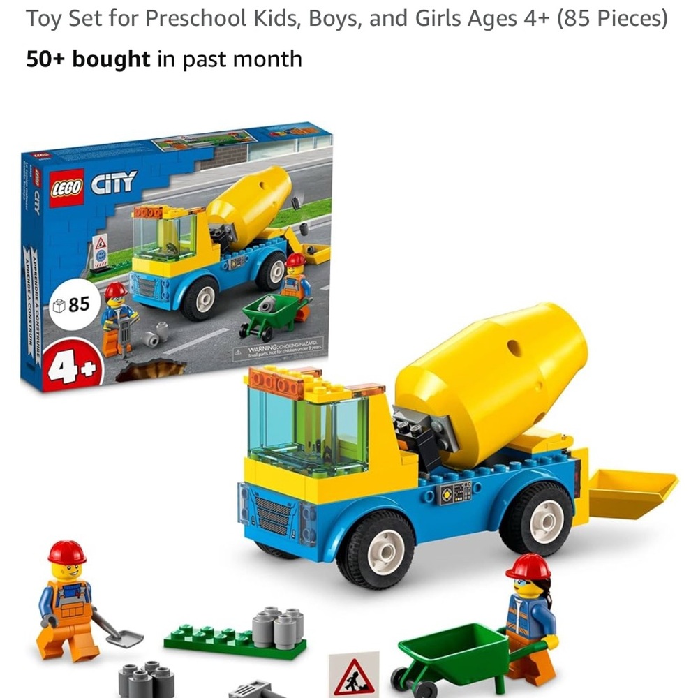 LEGO City Cement Mixer Truck Toy Set